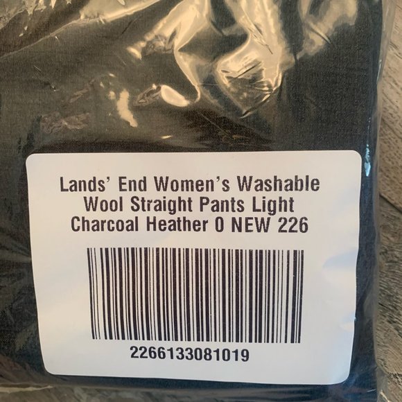NWT LANDS' END WOMEN'S WASHABLE WOOL STRAIGHT PANTS LIGHT CHARCOAL HEATHER 0 - Picture 4 of 5
